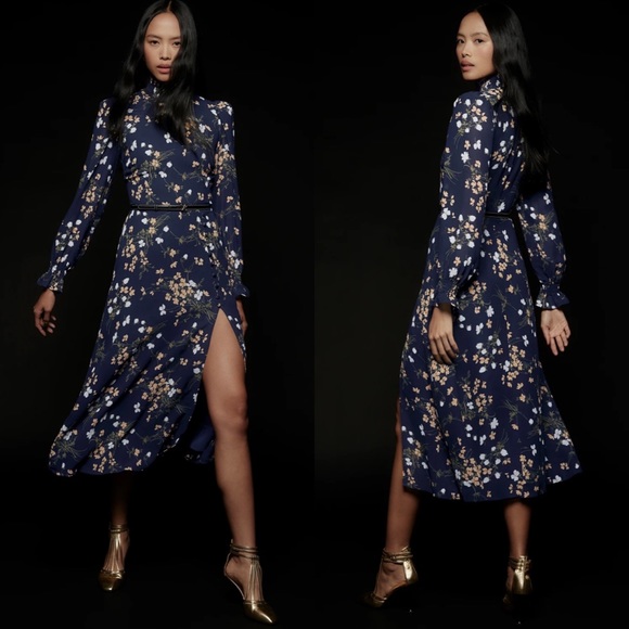 Reformation Stevi shirred floral-print georgette midi dress Gemini - Picture 16 of 16